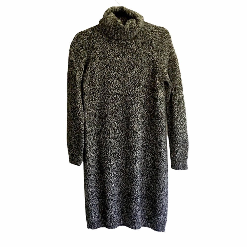 HOBBS London Cotton Turtleneck Sweater Dress Gray Black 6